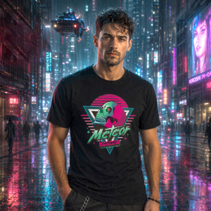Meteor Synthwave Skull T-shirt